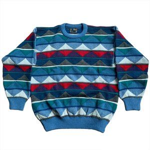 Vintage COOGI Australia 100% Wool Geometric Triangle Print Sweater, Sz S